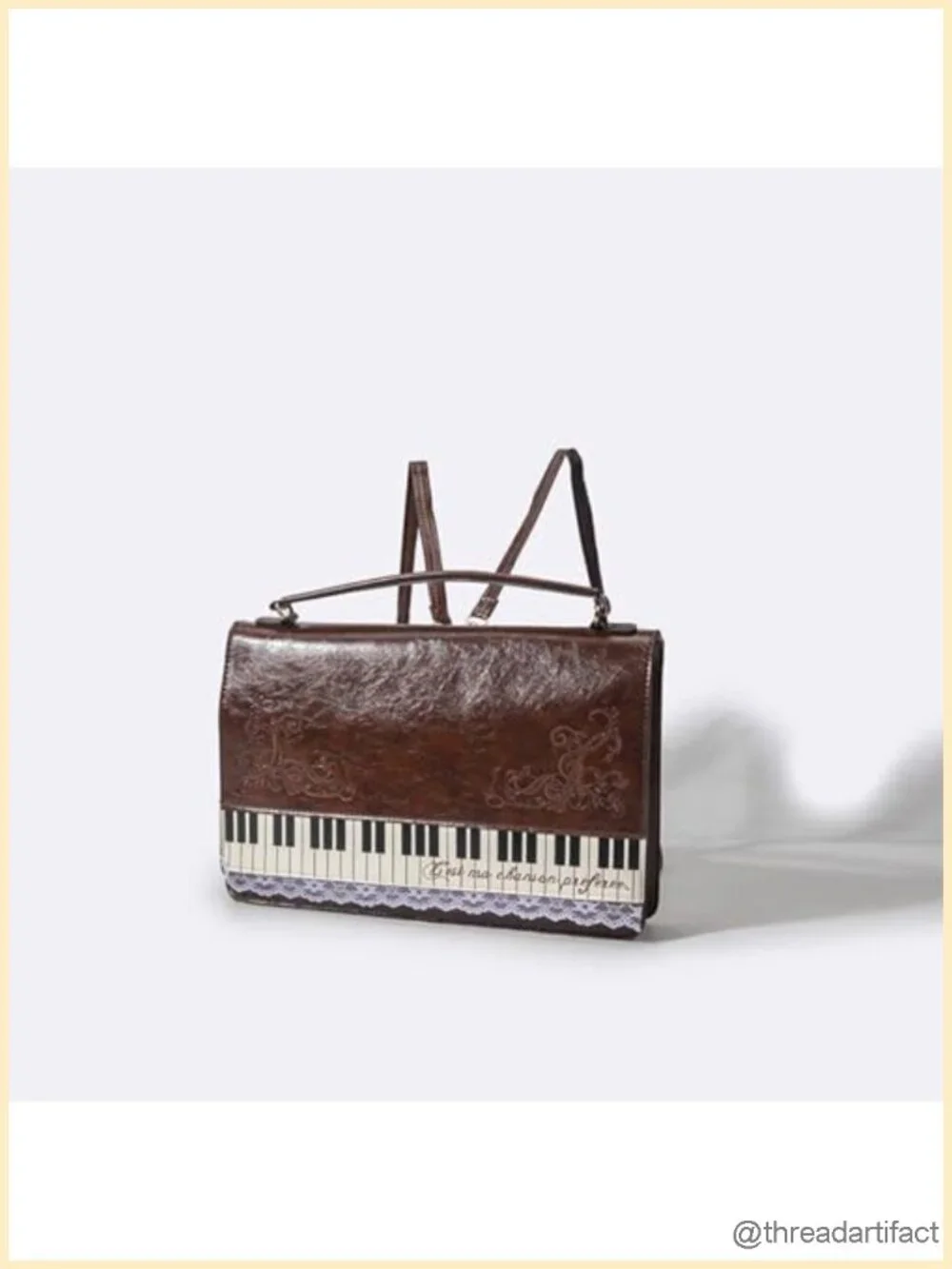 Vintage Retro Faux Leather Crossbody Satchel with Piano Keyboard Design and